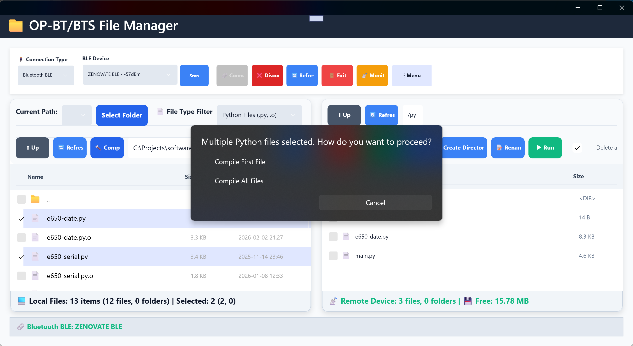 Batch compile dialog