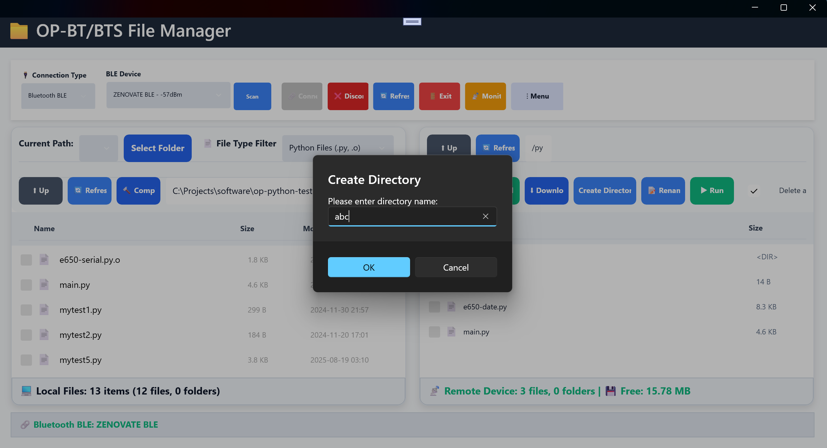 Create directory dialog